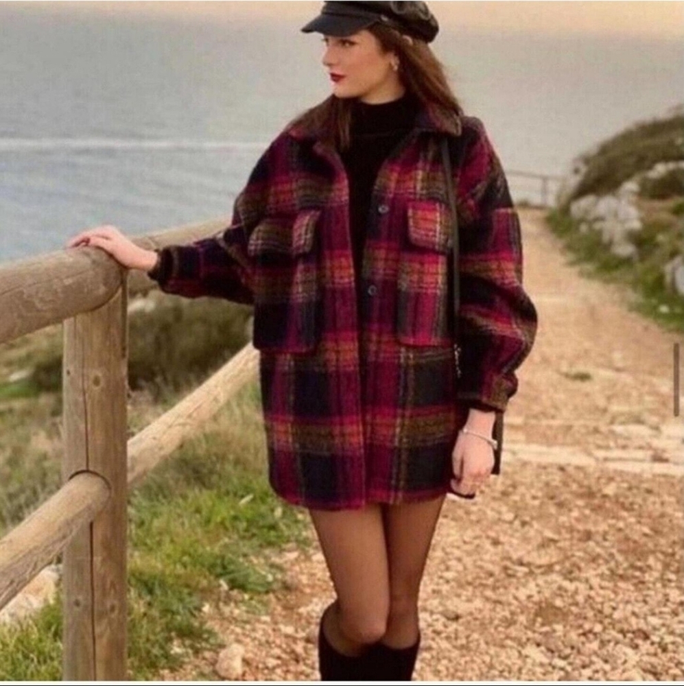 [zara] oversized blogger favorite plaid shacket.  S-M - Picture 11 of 14